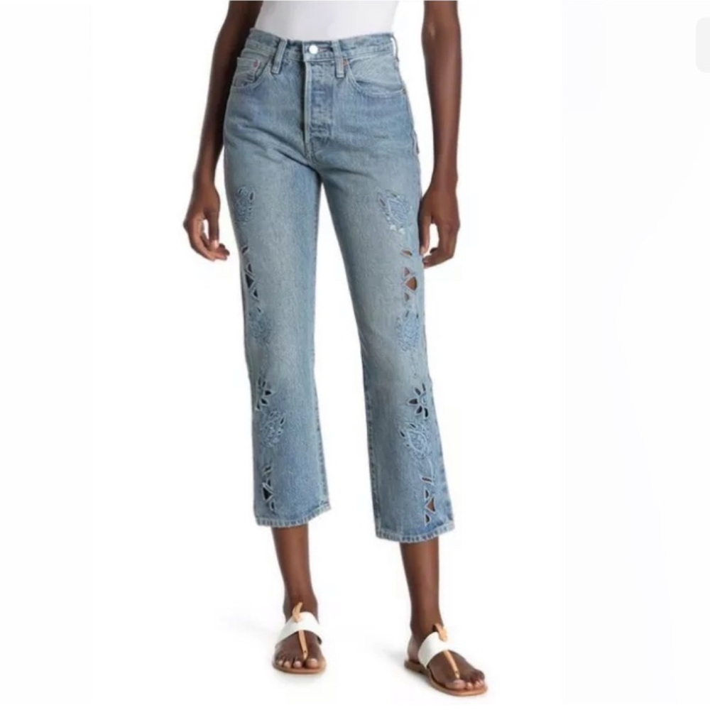 Levi's Made & Crafted Size 25 Hi Rise 501
Embroidered Denim Jeans